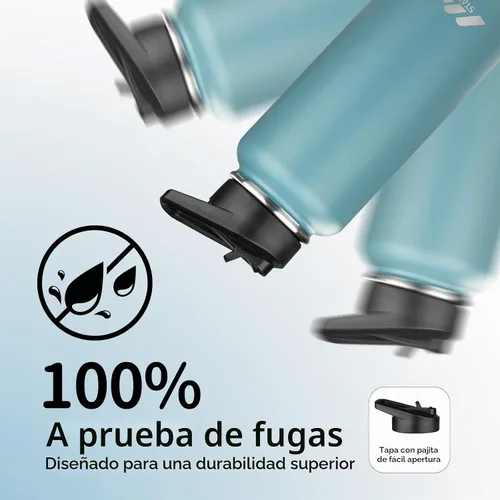 Vista 5 de StarSpeed Botella de agua aislada de 32 onzas con tapa con pajilla, botella de agua al vacío de doble pared de acero inoxidable, botella de agua