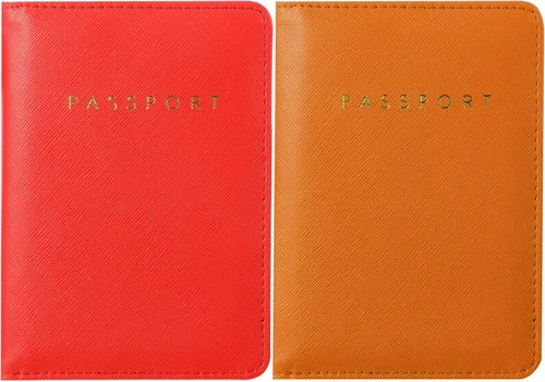 Vista 15 de 2 piezas de funda de pasaporte para viaje, impermeable, de cuero, cartera, libro de viaje, artículos esenciales para crucero para mujeres y hombres