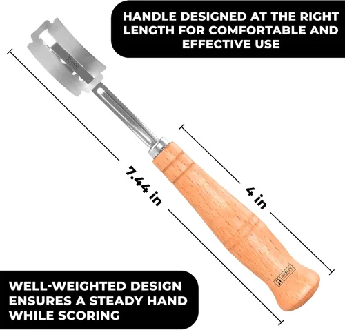 Vista 6 de Orblue Cuchillo de puntuación de pan, herramienta de puntuación de masa coja para masa madre artesanal, herramienta de pan cojo, suministros