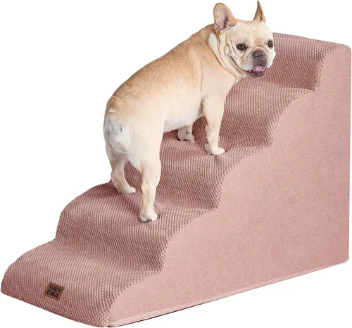 Vista 34 de EHEYCIGA Rampa curvada para escaleras para perros, camas altas de 4