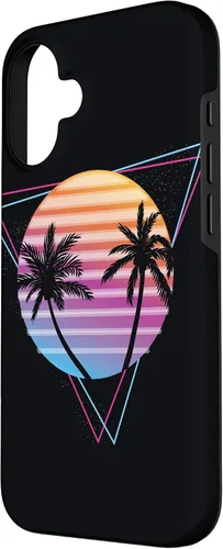 Vista 2 de Palm Sunset 80s Vibe Retrowave Synthwave Aesthetics - Carcasa para iPhone 16