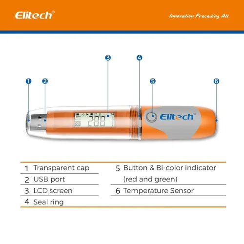 Vista 8 de Elitech RC-51 Digital registrador de datos de temperatura USB reutilizable 32000 puntos