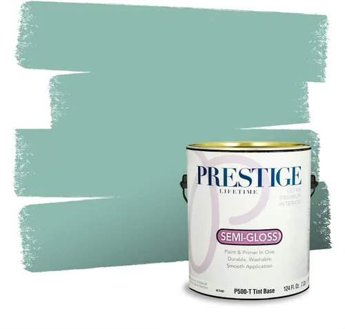 Vista 148 de Prestige Paints - Pintura exterior e imprimación en uno, 1 galón, plano, compatibilidad comparable con el color menta «Whipped Mint» de Behr
