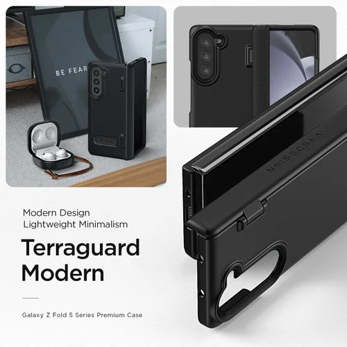 Vista 2 de VRS DESIGN Funda de teléfono para Galaxy Z Fold 5 5G (2023) [Terra Guard Modern], funda de estilo moderno y limpio de alta calidad