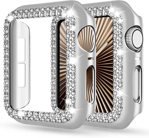Vista 33 de Adepoy - Funda Compatible para Apple Watch de 1.496 Pulgadas Serie 3/2/1, con Brillantes, Funda Protectora con Marco de Pantalla para Mujer, Niña