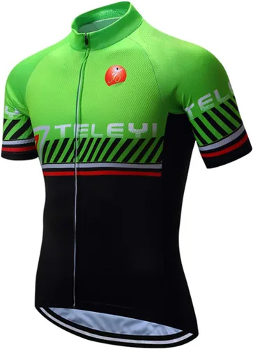 Vista 31 de Ciclismo Jerseys Sets Manga Corta Bicicleta Ropa Trajes Bicicletas Top Hombres MTB Jersey Transpirable Verano Verde Negro 1