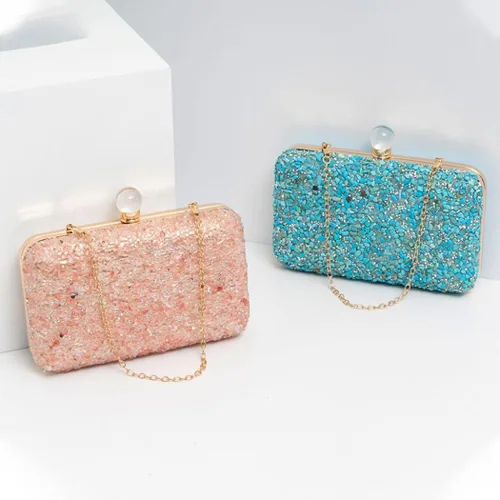 Vista 7 de Bolso de mano de noche de piedra multicolor brillante bolso de mano brillante con purpurina para boda, fiesta, baile de graduación