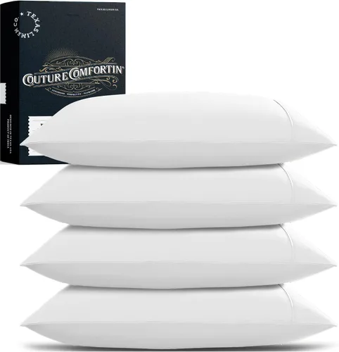 Vista 14 de TEXAS LINEN CO. Juego de 2 fundas de almohada 100% de algodón egipcio, tamaño estándar/Queen, fundas de almohada de lujo de alta serie color beige