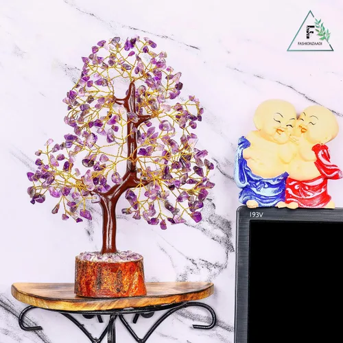Vista 4 de FASHIONZAADI Árbol de cristal de amatista, decoración de amatista para energía positiva, decoración de piedra curativa, regalos curativos
