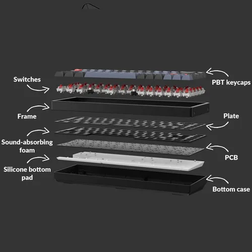 Vista 4 de Keychron K6 Pro QMKVIA Teclado mecánico inalámbrico teclado macro programable personalizado con interruptor rojo Keychron K Pro retroiluminación