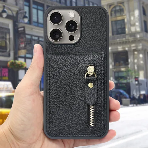 Vista 6 de Harryshell Funda compatible con iPhone 13 Pro Max con ranuras para tarjetas [soporta hasta 6 tarjetas] Función de atril, bolsillo con cremallera