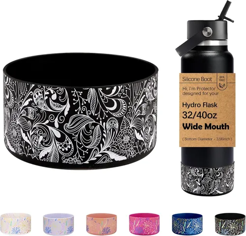 Vista 49 de WK IEASON Base protectora de silicona para botellas Hydro Flask de 12 a 24 onzas de ancho y boca estándar, funda antideslizante para accesorios de 2