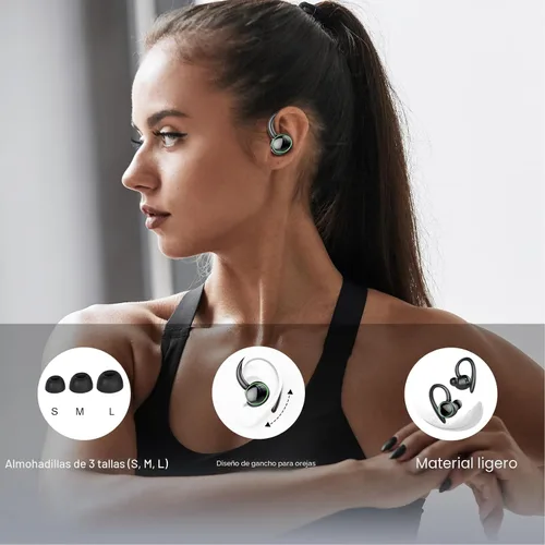 Vista 7 de Auriculares inalámbricos, Bluetooth 5.4 deportivos, auriculares con micrófono ENC con cancelación de ruido, 48 horas, auriculares inalámbricos