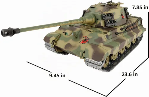 Vista 5 de Edición modificada 1/16 2.4ghz Control remoto alemán King Tiger Henschel modelo de tanque (torreta giratoria de 360 grados)