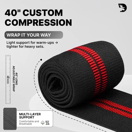 Vista 4 de DMoose Fitness Elbow Wraps for Weightlifting (Pair) - 40'' Adjustable Strap for Gym Workout & Bench Press, Compression Elbow Sleeves for Tendonitis