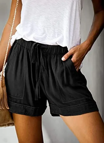Vista 2 de Acelitt - Pantalones cortos para mujer con bolsillos cordón cintura elástica talla S-3XL