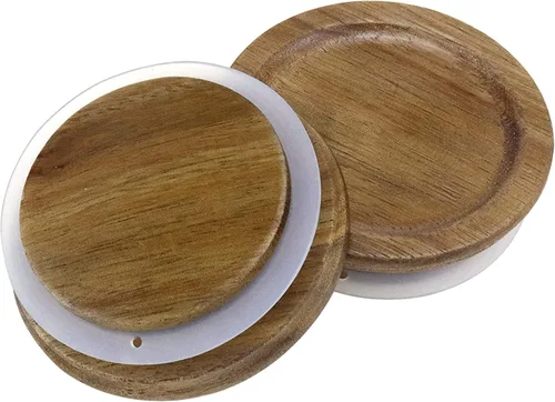 Vista 7 de Antrader 4 tapas de almacenamiento de madera para frascos de bola, Kerr, Mason (2.76 pulgadas) Tapas de madera de boca regular