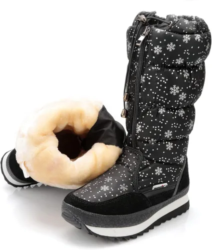 Vista 4 de DADAWEN - Botas de nieve para mujer, impermeables, con forro de piel