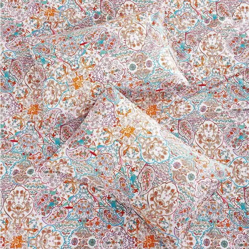 Vista 4 de Wake In Cloud - Sábanas bohemias, 100% algodón, juego de sábanas de 4 piezas, ropa de cama estética con estampado de cachemira bohemio hippie