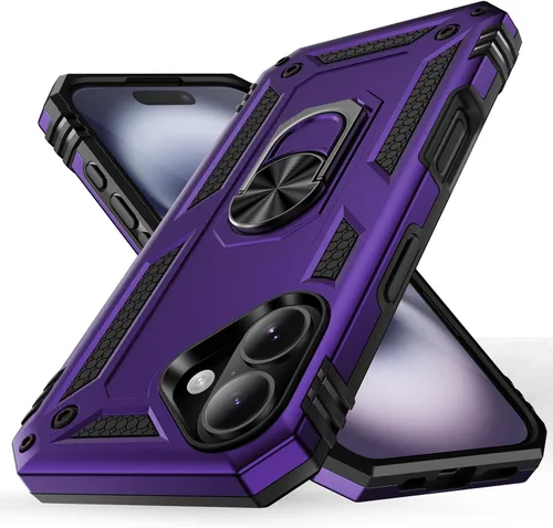 Vista 25 de Korecase Funda de teléfono para iPhone 16 con anillo de soporte, grado militar, a prueba de golpes, cuerpo completo, protección resistente para Negro