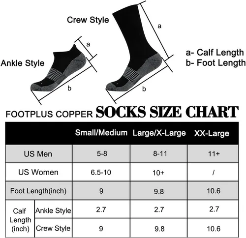 Vista 2 de Calcetines de senderismo de cobre, unisex, con suela acolchada, soporte de arco, atlético, para correr, calcetines de compresión