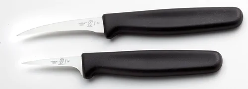 Vista 2 de Mercer Culinary Juego de cuchillos tailandeses para tallar frutas, 2 pulgadas y 2.5 pulgadas, mangos negros
