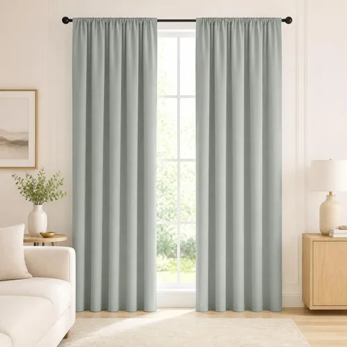 Vista 307 de Deconovo Cortinas opacas 100% con forro negro, cortinas con ojales aisladas térmicamente que reducen el ruido, doble capa para oscurecer