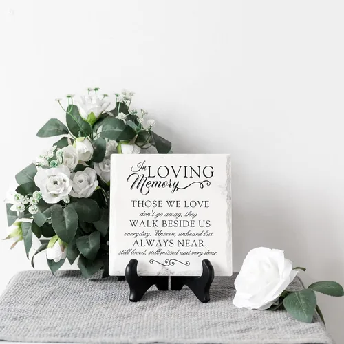 Vista 5 de LukieJac - Regalos de condolencia para la pérdida de un ser querido en memoria de madre y padre, placa con soporte de madera, regalos