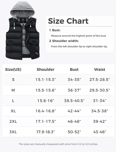 Vista 7 de Wantdo - Chaleco con relleno acolchado para mujer, con capucha desmontable