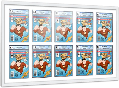 Vista 47 de Poster Palooza Marco de cómics con paspartú para 1 cómic de grado CGC, CBCS o PGX, marco de cómic de bronce para cómic de 8.125 x 13 pulgadas