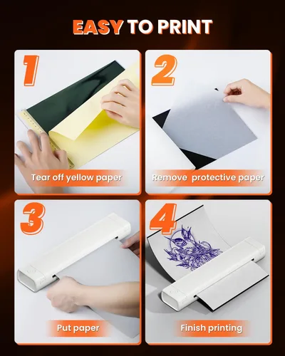 Vista 7 de COLORWING M08F - Impresora inalámbrica portátil de plantillas de tatuajes, máquina térmica sin tinta Bluetooth para plantillas de tatuajes con 10
