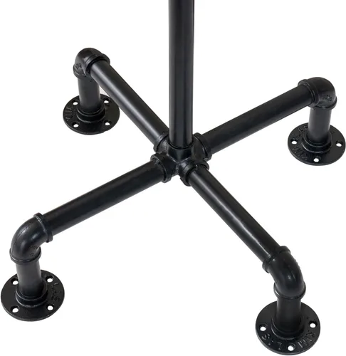 Vista 7 de MyGift Perchero industrial de metal negro de 64 pulgadas con diseño de tubo realista y 12 ganchos, organizador de entrada para colgar abrigos