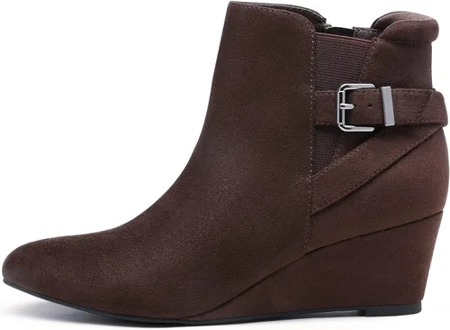 Vista 3 de DREAM PAIRS Botines de tacón de cuña negros para mujer