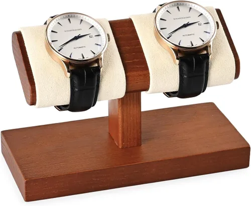 Vista 5 de Oirlv Organizador de pulsera con soporte de exhibición de reloj doble de Doble blanco cremoso