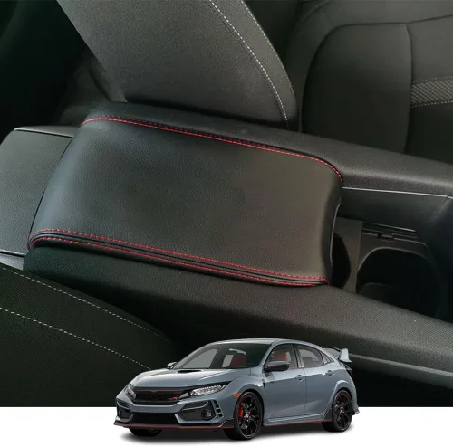 Vista 5 de Accesorios interiores personalizados para Honda 10th Civic/Hatchback 2016 2017 2018 2019 2020 2021, cubierta de cuero para consola central