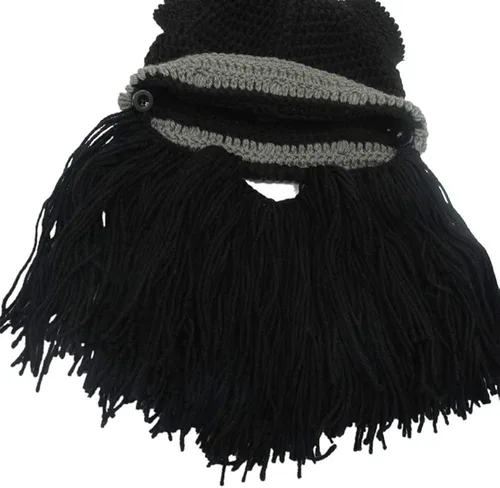 Vista 3 de YEKEYI Gorro de punto vikingo con cuernos para bebé y adulto, hecho a mano