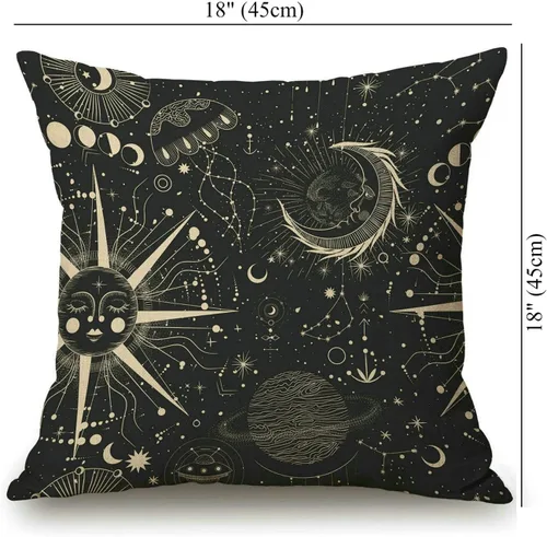 Vista 24 de Solekla Funda de almohada cuadrada de lino y algodón con flores blancas y negras, funda de cojín decorativa para sofá de 18 x 18 pulgadas Sl157