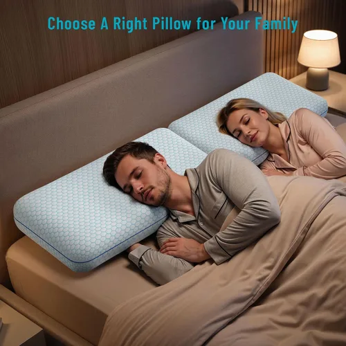 Vista 7 de CushyOasis Almohadas de cama para dormir, 2 piezas, espuma viscoelástica, tamaño King, color azul