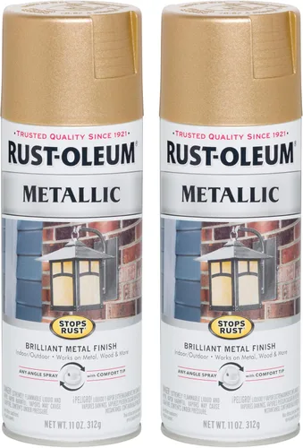 Vista 21 de Rust-Oleum 7274830 Pintura en aerosol metálica que detiene la oxidación, 11 oz, latón antiguo