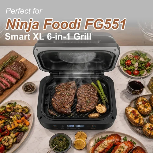 Vista 4 de FG551 FG550 DG551 - Parrilla de repuesto para parrillas interiores Ninja Foodi Smart XL 6 en 1, sartén de hierro fundido para parrillas FG551