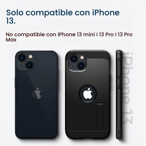 Vista 2 de Spigen Tough Armor [Tecnología de Protección Extrema] Diseñada para Funda iPhone 13 (2021) - Negro