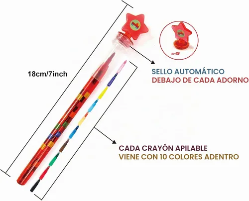 Vista 7 de TINYMILLS 24 piezas de bloques de color ladrillo 2 en 1 apilables crayón apilable con tapa de sello extra, recuerdos de fiesta para niños, rellenos