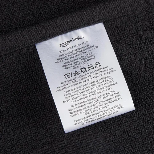 Vista 4 de Amazon Basics Alfombra de baño con bandas, 31 pulgadas de largo x 20 pulgadas de ancho, color negro