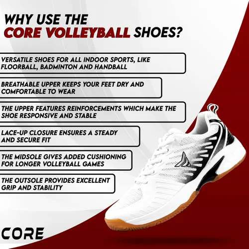 Vista 5 de Core Zapatos de voleibol - Zapatos de voleibol ligeros para hombres y mujeres - Zapatos de cancha de interior adecuados para bádminton, pickleball