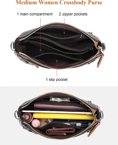 Vista 6 de Over Earth Bolsos cruzados de cuero para mujer, bolsos pequeños tipo hobo para mujer