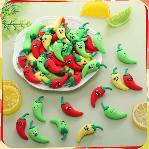 Vista 7 de 25 piezas de decoración de chile mini figuras de chile para pimientos, festivales, fiestas, pequeñas figuras de pimientos picantes falsos, pequeña