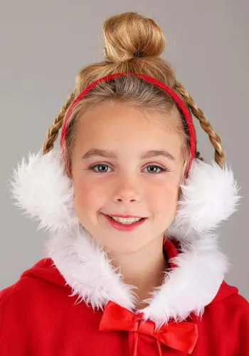 Vista 8 de Dr. Seuss The Grinch Cindy Lou Who Christmas Costume for Girls, Plaid Holiday Dress & Skirt with Red Cape