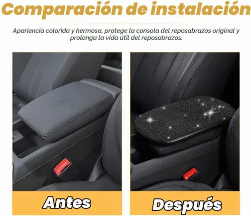 Vista 5 de Moly Magnolia - Funda brillante para consola central de auto, almohadilla de reposabrazos de diamante de moda, cojín protector de brazo de cristal