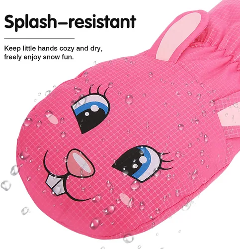 Vista 3 de MoKo Manoplas de esquí para niños, guantes impermeables y resistentes al viento para niñas y niños, guantes térmicos de invierno para nieve