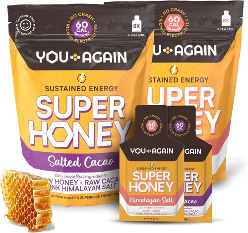Vista 12 de You Again Gel de Energía Limpia Super Miel de la Selva, Chocolate Salado del Himalaya Reposición de Electrolitos Combustible para Correr Gel